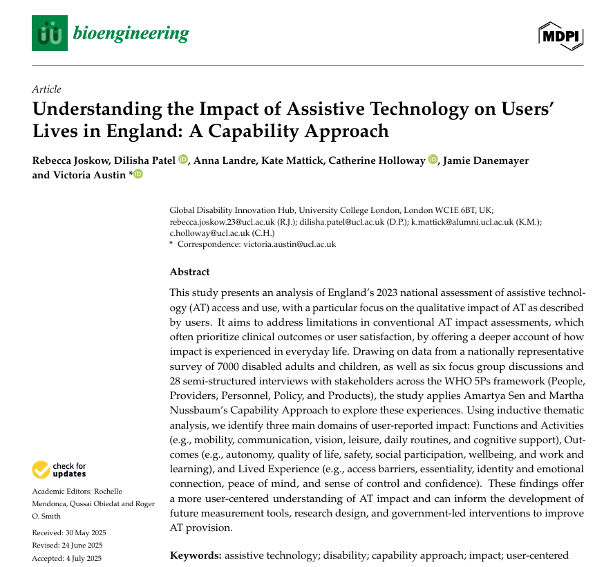 Understanding the Impact of Assistive Technology on Users’ Lives in England: A Capability Approach