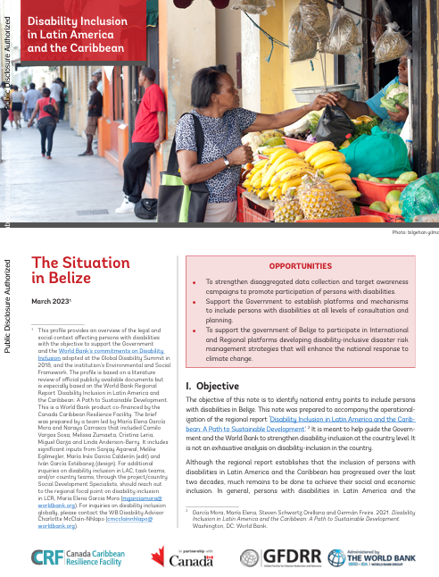 Disability Inclusion  in Latin America and the Caribbean. The situation in Belize.