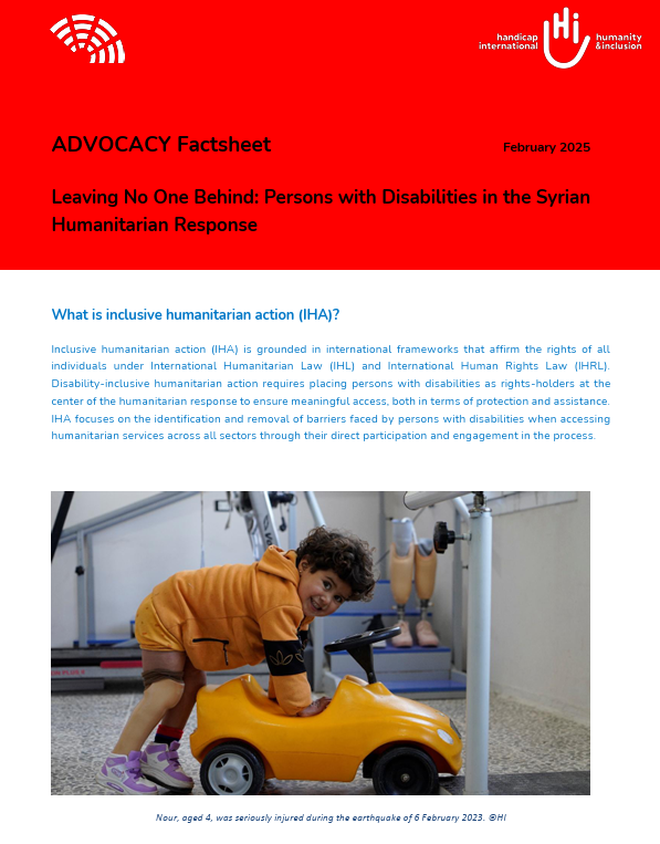 Leaving No One Behind: Persons with Disabilities in the Syrian Humanitarian Response