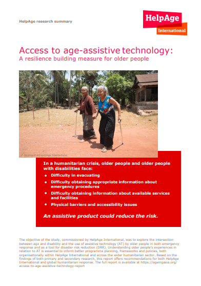 Executive summary- Access to age-assistive technology: A resilience building measure for older people