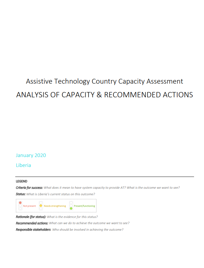 Assistive Technology Country Capacity Assessment of Liberia and Action Plan. 