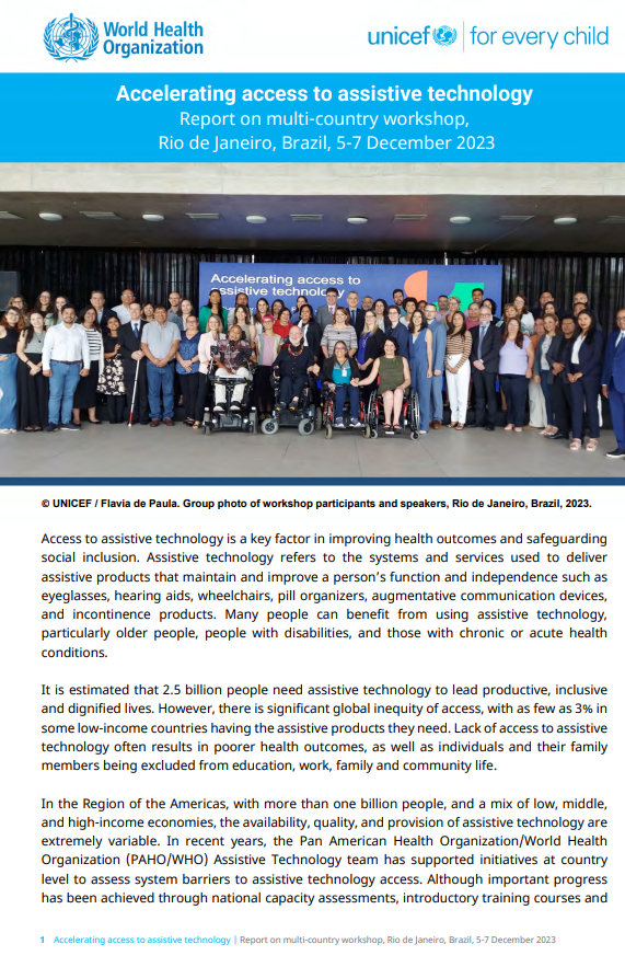 Accelerating access to assistive technology: report on multi-country workshop, Rio de Janeiro, Brazil, 5-7 December 2023
