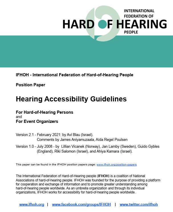 Position Paper: Hearing Accessibility Guidelines